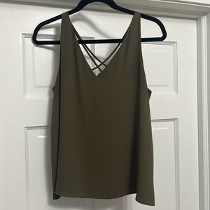 Olive green criss cross back tank top